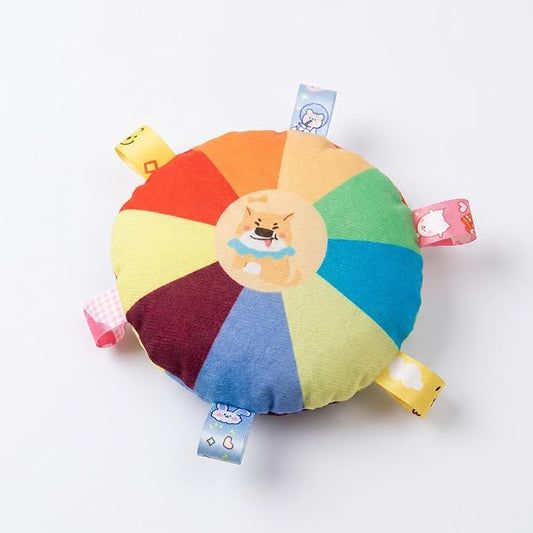 Sturdy Interactive Canine Plaything - Vibrant Squeaky Toy Featuring a Cartoon Bear, Gentle Material for Training and Fun, Appropriate for Every Breed.