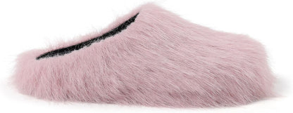 Goiphrri Fuzzy Slippers Mules for Women Fluffy Flat Platform Clogs Mule Fashion Round Toe Soft Plush Slide On Shoes Women Indoor Outdoor Slides Sandals