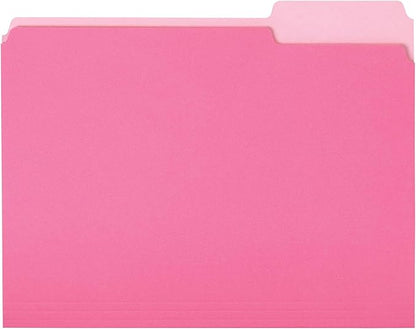 Basics File Folders, Letter Size, 1/3 Cut Tab, Pink, 36-Pack