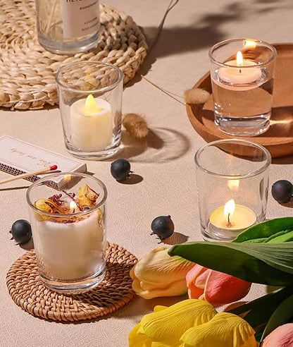 Letine 36Pcs Votive Candle Holders-Clear Glass Tea Light Candle Holders-Clear Candle Holder Bulk for Wedding CenterpiecesHome Table DecorProposeChristmas and Thanksgiving