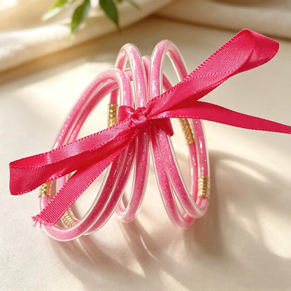Glitter Jelly Bangles Bracelets Set Colorful Jelly Silicone Bracelets Soft Silicone Glitter Filled Bracelet Holiday Gifts Party Favor Accessories