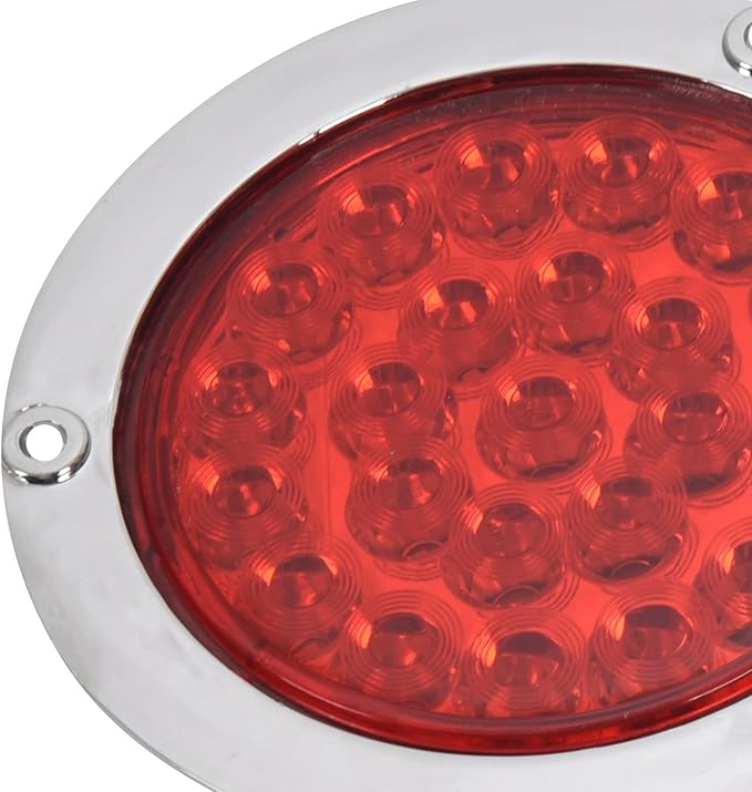 4 Pack Round Led Trailer Tail Lights Red 24 Led Flange Mount Waterproof Chrome 4 Inch Brake Stop Turn Lights