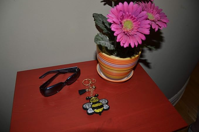 Popfizzy Bumble Bee Keychain for Women and Girls Backpack Charms Rhinestone Purse Charms for Handbags