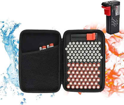 khanka Hard Battery Organizer Storage Box, Carrying Case Bag Holder - Holds 116 Batteries AA AAA C D 3V 9V with Battery Tester (BATTRIES are NOT Included.)