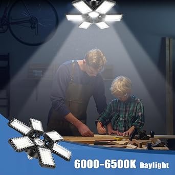 LED Garage Lights Bulb 1 Pack -180W, 18000LM 6500K Led Shop Light with 61 Deformable Panels, Basement Barn Light Garage Ceiling Lights, E26E27 for Garage, Warehouse, Shop