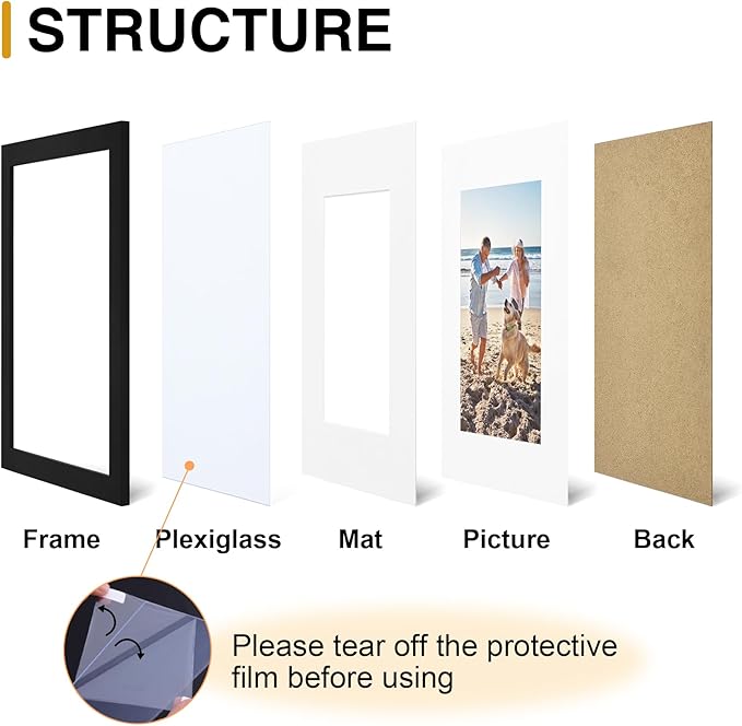 decorUhome 8.5x11 Picture Frame, Display Pictures 6x8 with Mat or 8.5x11 without Mat, Wall  Tabletop Display Certificate Frame, Black, 2 Pack