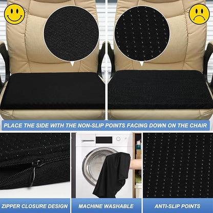 Gel Seat Cushion for Long Sitting, (2.4 Inch Extra Thick) SoftOoUBreathable Gel Cushions for Pressure Relief, Gel Chair Cushion for Hip Pain, Gel Cushion for Wheelchair with No Pressure Points