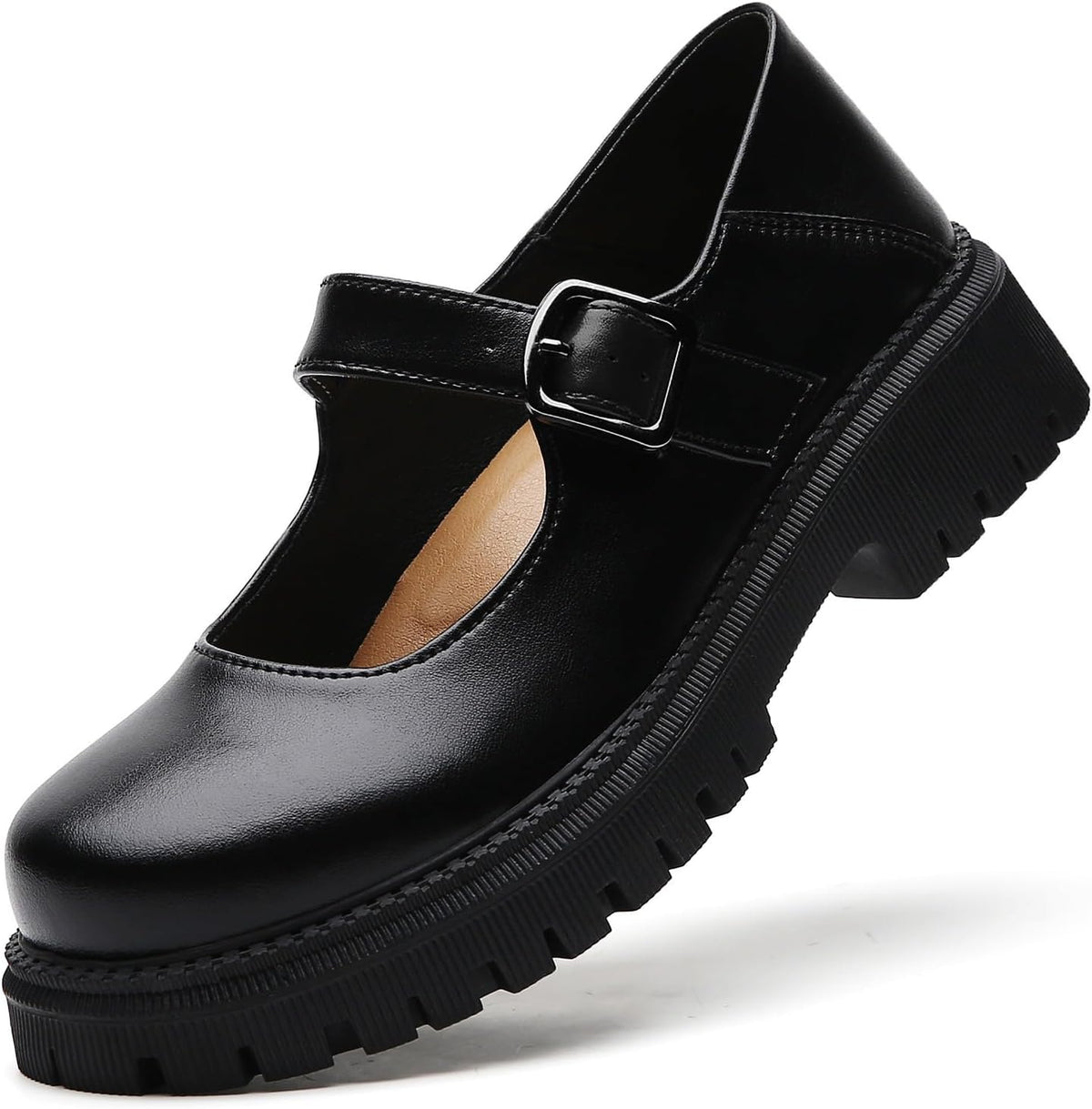 Size 10.5-11 XMM Mary Jane Shoes Platform Chunky Mary Janes for Women Ladies Comfort Leather Round Toe Non-Slip Dressy Casual Cute Girls School Work Shoes