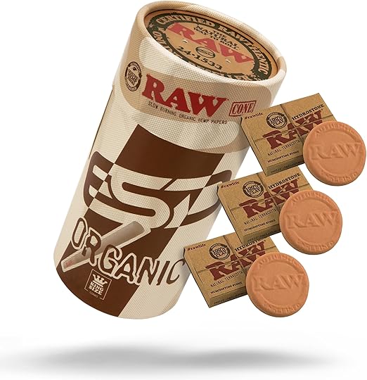 RAW Terracota Humidifying Stones - 3 Pack + RAW Organic King Size Pre Rolled Cones 100 Pack