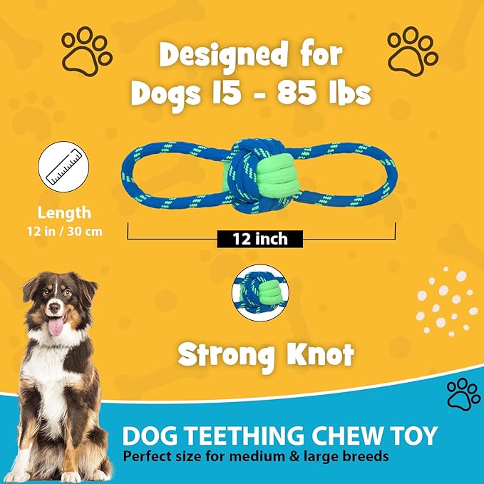 Nallie Dog Rope Toys, Dog Toys for Medium Large Breed, Interactive Dog Toys, Tug of War Dog Toy, Dog Rope Toy for Aggressive Chewers, Durable Dog Chew Toys