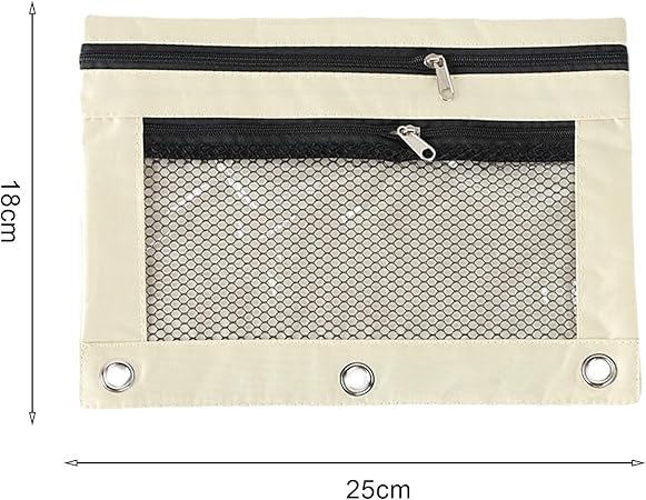 Pencil Pouch for 3 Ring Binder, Binder Pencil Case with Smooth Zipper, Clear Window Pencil Case for Binder, Big Capacity 3 Ring Binder Pencil Bag with 3 Reinforced Grommets Red
