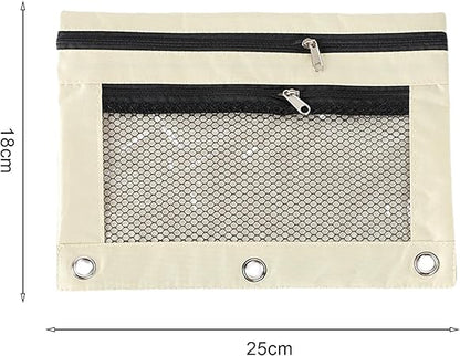 Pencil Pouch for 3 Ring Binder, Binder Pencil Case with Smooth Zipper, Clear Window Pencil Case for Binder, Big Capacity 3 Ring Binder Pencil Bag with 3 Reinforced Grommets Red