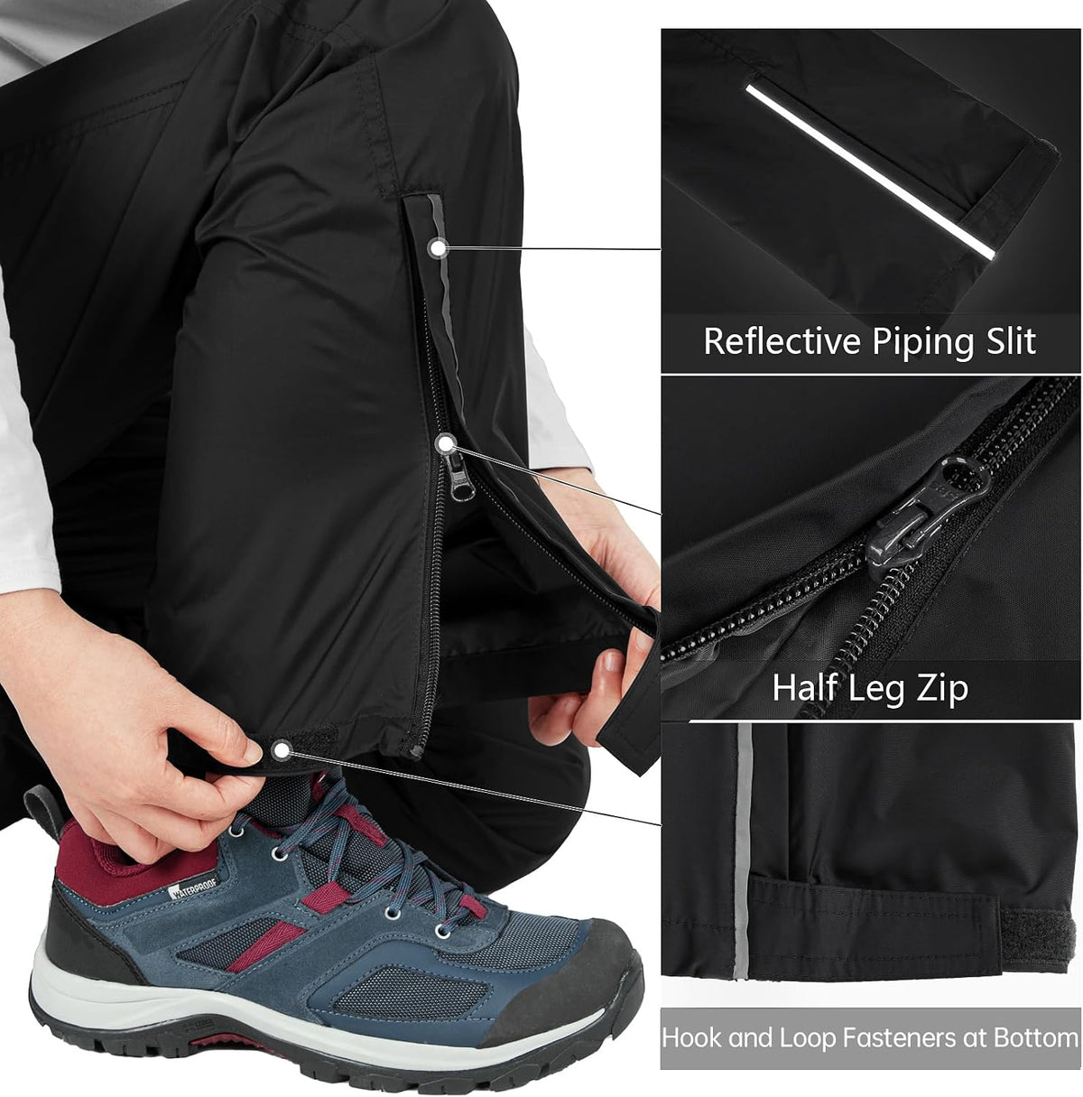 XL-31'Seam, Breathable mesh lining, sealed seams, adjustable leg openings for dry, comfortable wear in any weather.
