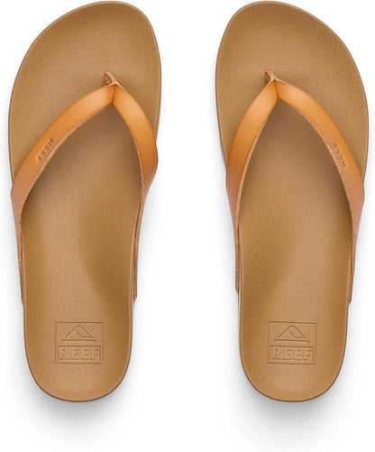 REEF Cushion Court Womens Sandal | Flip Flops, Vegan Leather Straps, Arch Support, Lightweight & Durable