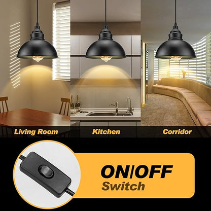 Plug in Pendant Light, 15FT Hanging Lights with Plug in Cord, OnOff Switch, Industrial Pendant Light with Plug in Cord, Metal Hanging Lamps for Living Room, Kitchen, Dining Room, Bedroom