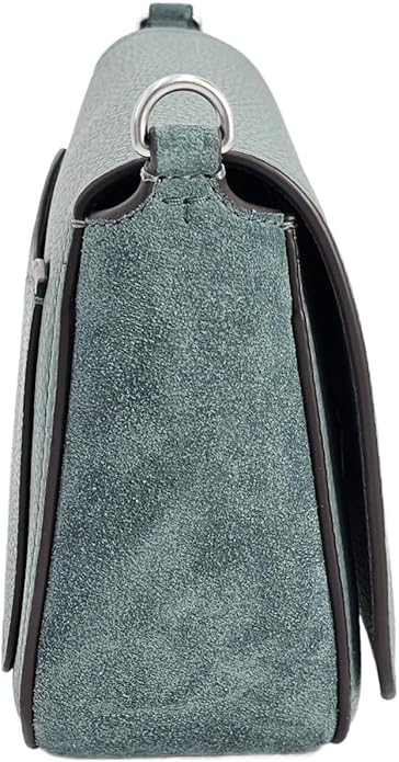 Tory Burch 149975 Thea Arctic Green WIth Silver Hardware Mixed Materials LeatherSuede Women's Flap Crossbody Bag