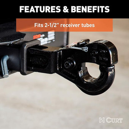 CURT 48010 Pintle Hook Hitch for 2-12-Inch Receiver, 20,000 lbs, Fits 2-12-In Lunette Ring