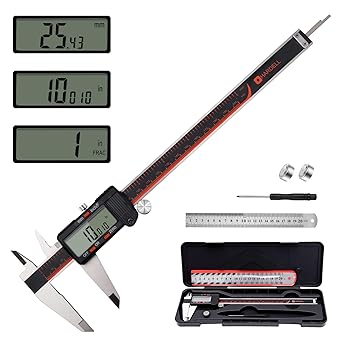 HARDELL Digital Caliper, 0-8 Inch Caliper Measuring Tool with Large LCD Screen, Auto-Off, InchFractionsMM Conversion, Electronic Stainless Steel Micrometer for DIYHousehold3D Printing