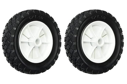 Shepherd Hardware 9611 7-Inch Semi-Pneumatic Rubber Replacement Tire, Plastic Wheel, 1-12-Inch Diamond Tread, 12-Inch Bore Offset Axle,White