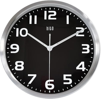 HITO 12 Inch Night Light Wall Clock Battery Operated Brightness Adjustable, Metal Frame, Glass Cover(Hands  Numbers Illuminate)
