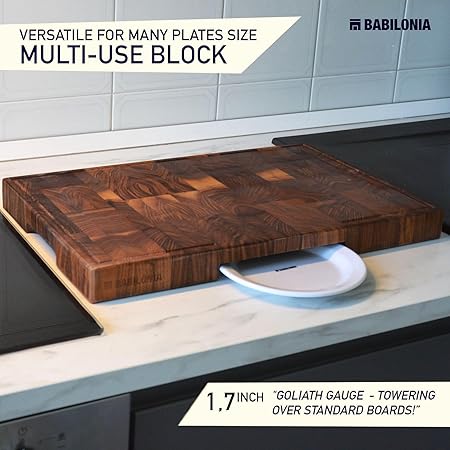 American Black Walnut Cutting Board (ExtraThick 1.7"), Premium Quality  Professional Butcher Block. Heavy Duty End Grain Wood Chopping Board (Oil bottle  Plate included)