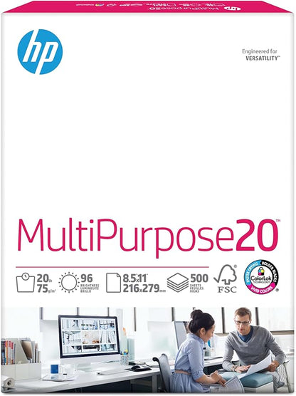 HP Printer Paper | 8.5 x 11 Paper | MultiPurpose 20 lb | 3 Ream Case - 1500 Sheets | 96 Bright | Made in USA - FSC Certified | 112530C