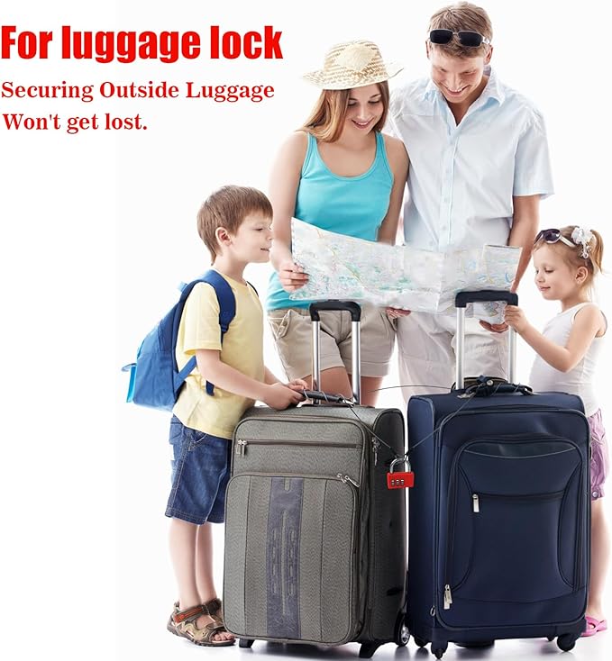 1/8inch Stainless Steel Security Cable 4/6/10/15FT Luggage Lock Safety Cable Wire Flexible Steel Cable Security Wire Rope with Double Loop (2 Pack)