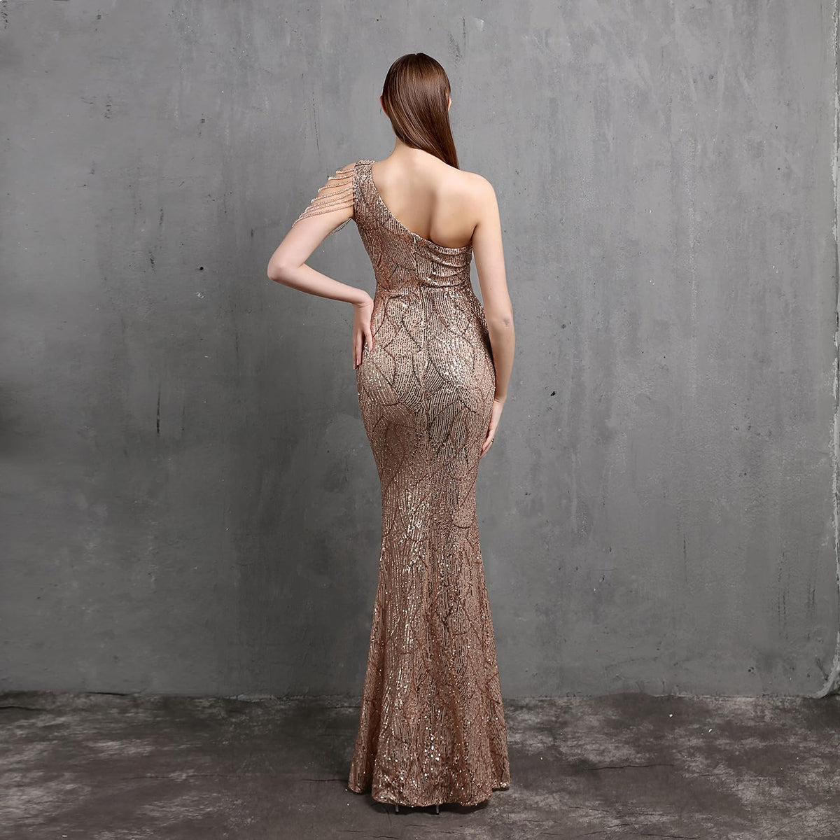 platlogy Women Sequin Long Prom Dresses One Shoulder Sparkly Mermaid Evening Dresses Formal Maxi Gown Plus Size.