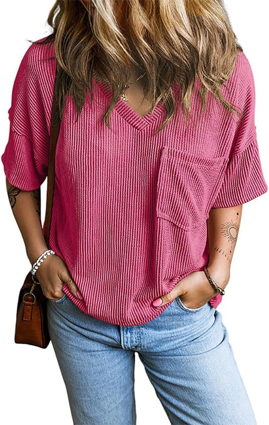 yk8fass V-Neck Loose T-Shirt we-7502