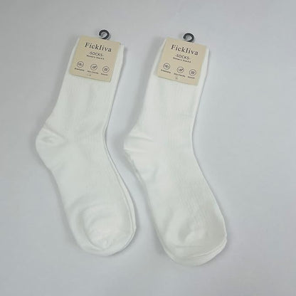 2 Pair Socks White Women's Socks for Size 6-9