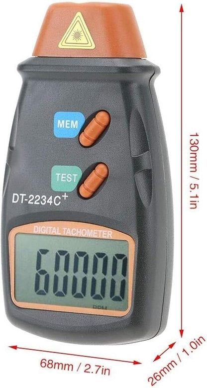 Digital Non-Contact Tachometer,DT-2234C RPM Tach Tester Meter 2.5-99,999RPM Auto Range Motor Digital Photo Tachometer,LCD ABS,Per Car,Wheels, Lathe, Electrical Fan,Paper Making