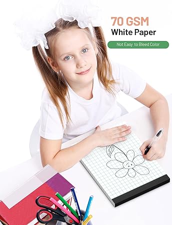 Graph Paper Pads 8.5 x 11 Graph Paper Notebook 8 Pack Grid Notebook Paper Pad 2x2 Quad Grid Paper Pad 8-12 x 11 White Quadrille Pad 8.5" x 11" Graft Paper Graph Pad 70 GSM Grid Tablet 50 SheetsPad