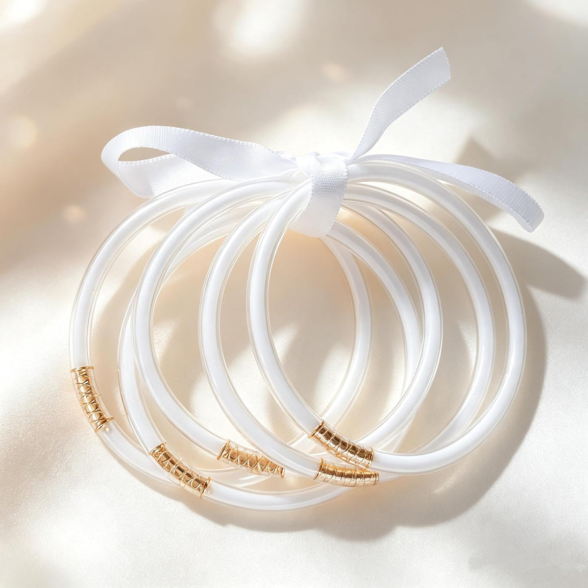 Yecomsy Glitter Jelly Silicone Bangle Bracelet Set