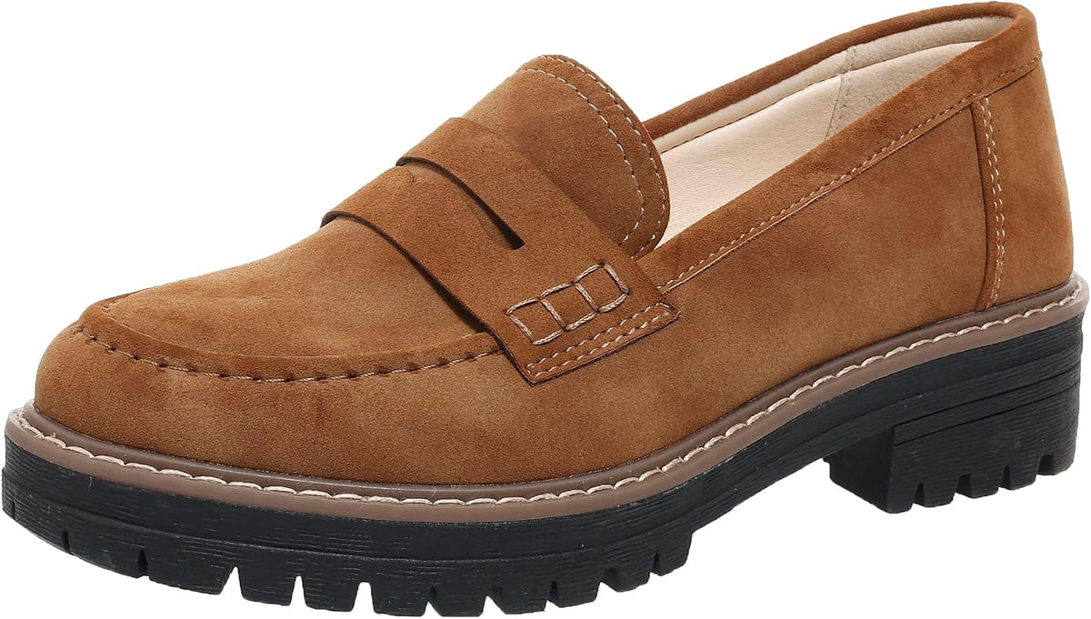 Womens Loafers Shoes Platform Chunky Penny Loafer Lug Sole Comfortable Slip On Work Office Business Casual Dress Shoes, US Size 5-11.5
