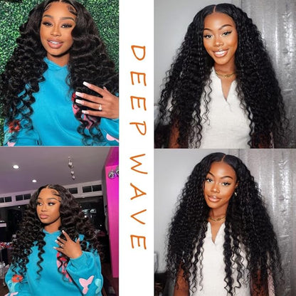 12A Deep Wave Human Hair Bundles Brazilian Virgin Deep Curly Bundles Human Hair 100 Unprocessed Virgin Raw Wet And Wavy Bundles Natural Black Color Water Wave Human Hair Bundles 26 Inch