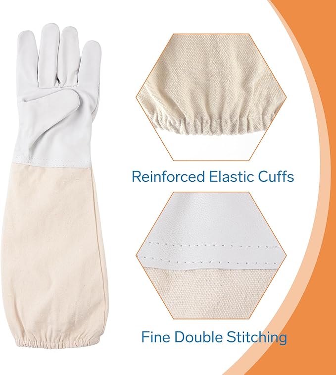 Beekeeping Gloves - Thickened Goatskin Bee Gloves for Men Women - Beekeeping Supplies