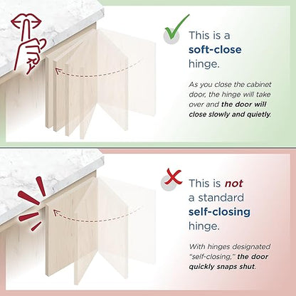 Amerock 2 Pack 1-14 inch Overlay Soft-Closing Compact Concealed Hinge for Face Frame Cabinet, 105-degree Opening Angle with 3-Way adjustability