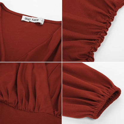 GRACE KARIN Long Sleeve Blouses for Women Dressy Casual, Wrap Tops Work Shirts, 2026 Summer Business Outfits.