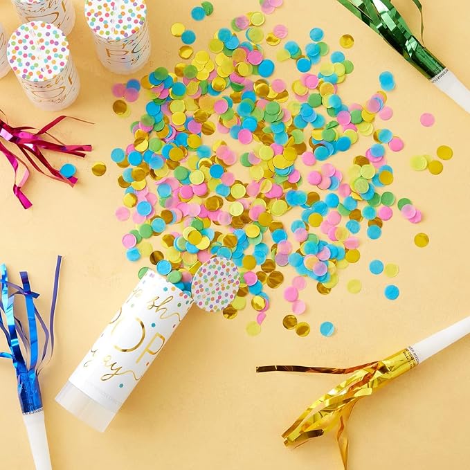 Sparkle and Bash 20 Pack Rainbow Confetti Shakers, Bulk Pop Confetti Party Supplies for Wedding, Bridal Shower, or Graduation