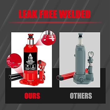 Bottle Jack 10 Ton (20,000 LBs) Hydraulic Car Jack, Fit for Auto Truck Repair and House Lift, Red