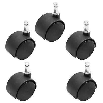 5pcs 1.5 Inch Swivel Caster Wheels, M8 Circlip Stem Caster Wheels, Heavy Duty Casters, Black Nylon Wheels Replacement for Furniture, Table, Cabinet, Shelf