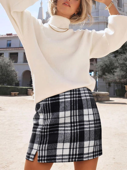 NIMIN Plaid Mini Skirts for Women High Waisted Fall Winter 2026 Fashion Bodycon Pencil A-Line Skirt.