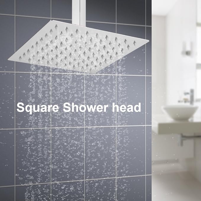 Zerone Rain Showerhead, 8 inch Stainless Steel Rainfall Shower Bathroom Top Sprayer Showerheads Sprinkler