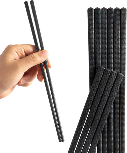 4 Pairs Fiberglass Chopsticks, Reusable Alloy Chop Sticks Non-slip Chopsticks, Dishwasher, 9 1/2 Inches