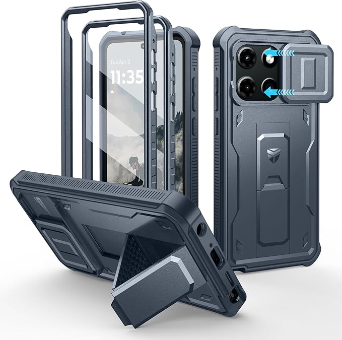 Dexnor for Motorola Moto G-Stylus-5G 2026/2025 Case, [1 Front Frame] [Built-in Magnetic Slide Camera Cover] Heavy Duty Protection Shockproof Case with Screen Protector Kickstand, 6.7 inch Navy Blue