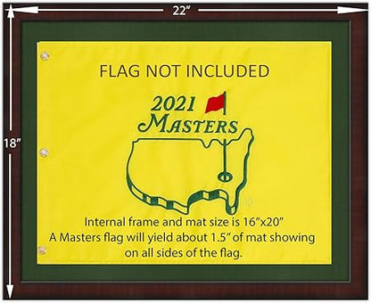 16x20 Mahogany Color, Moulding brn-002, Green Mat (Holds 13x17 Masters Golf Flags; Flag not incl)