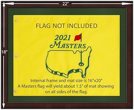 16x20 Mahogany Color, Moulding brn-002, Green Mat (Holds 13x17 Masters Golf Flags; Flag not incl)