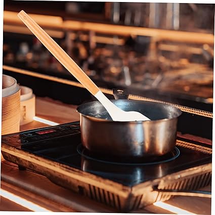 DOITOOL 2pcs Wood Spatulas Kitchen Silicone Non-Stick Shovel Cookware Shovels Cooking Supplies Utensils