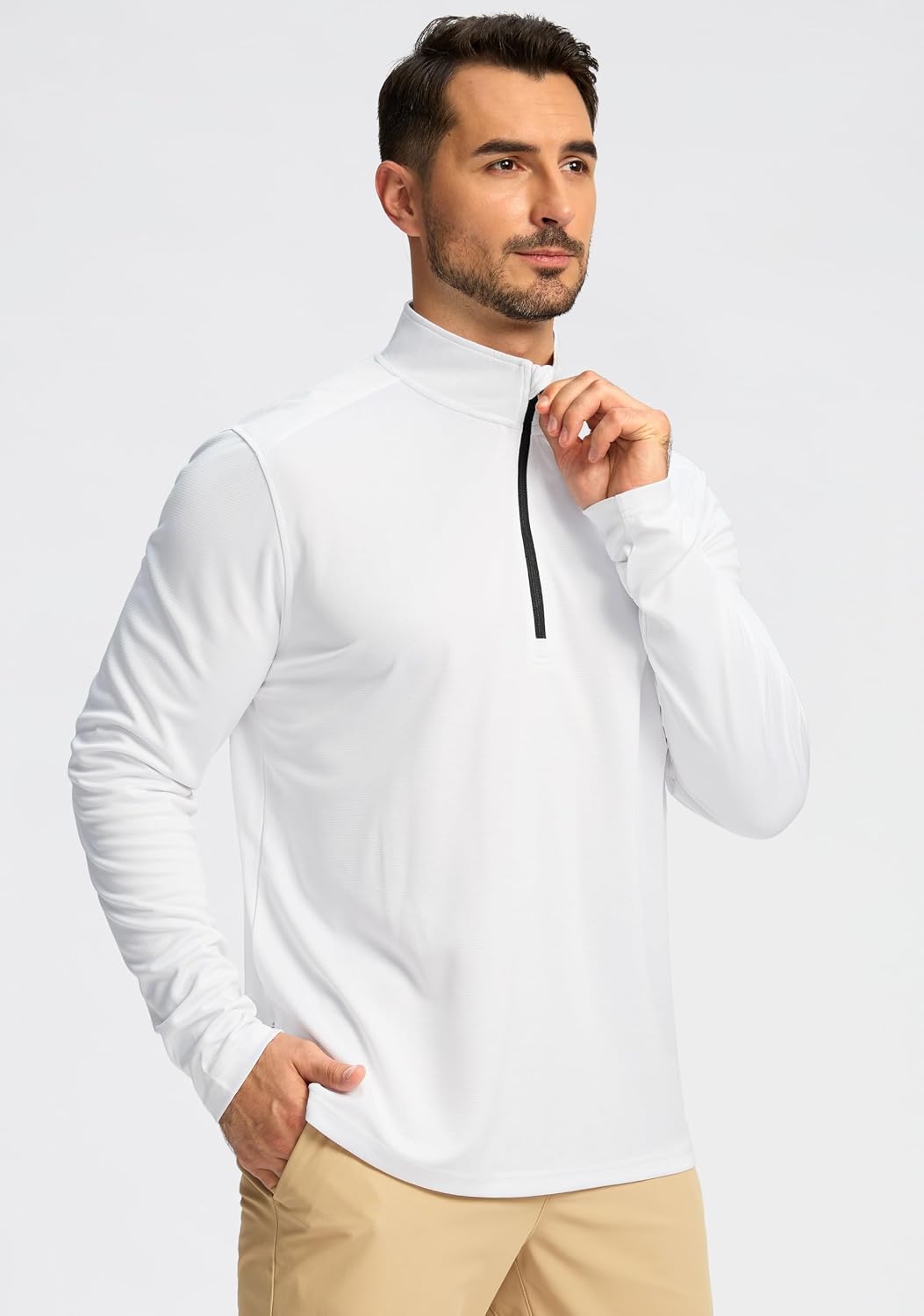 Medium Size Obla Golf Quarter Zip Pullover for Men Mock Neck Sweatshirt Lightweight Sun Protection Men's Long Sleeve Golf Shirt