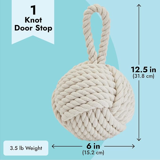Okuna Outpost Rope Knot Door Stop - Weighted Door Stopper - Nautical Knot Doorstop - 3.5 lb, 6 x 12.5 in